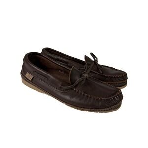 Laurentian Chief Mens Brown Leather Moccasins Made in Canada 310716 Size 9